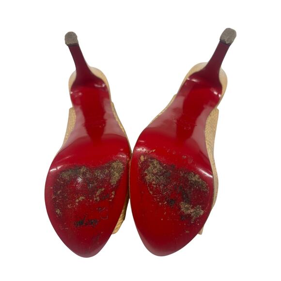 Christian Louboutin Gold Ayers Snake Metal Nodo Slingback shoes size 38 - Picture 4 of 8